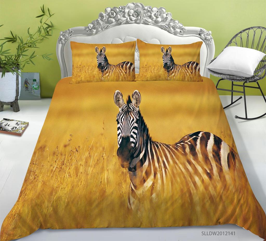 3D Zebra Pattern Home Bedding Set Bedding Cover Pillowcase AU/US/EU Full Size Bedding Set Home Decoration Gift