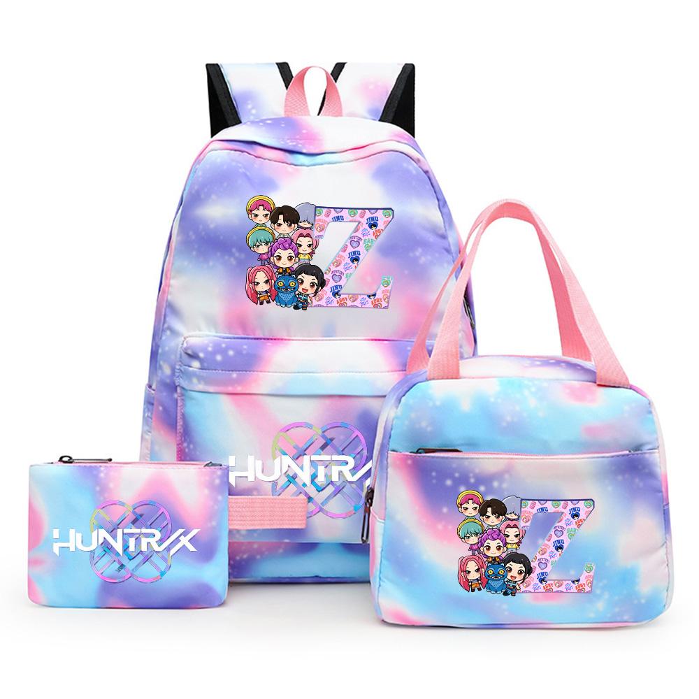 

3Pcs/set Anime Cartoon Printed Backpack with Lunch Bag Pengcil Case for Teenager Girl Boy Bookbag Large Capacity Travel Bag Kid Gift Rucksak