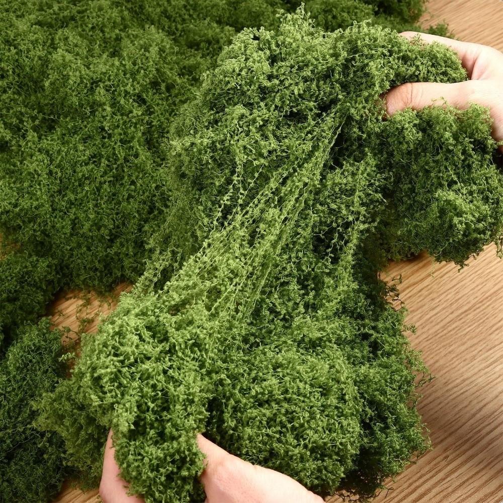 Polyester Artificial Moss Plants Realistic Texture No Fading Faux Preserved Moss No Watering Year-round Green