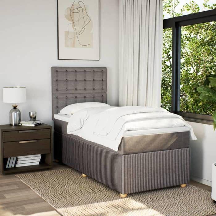 VidaXL Sommier à lattes de lit avec matelas Taupe 90x190 cm Tissu 3291929