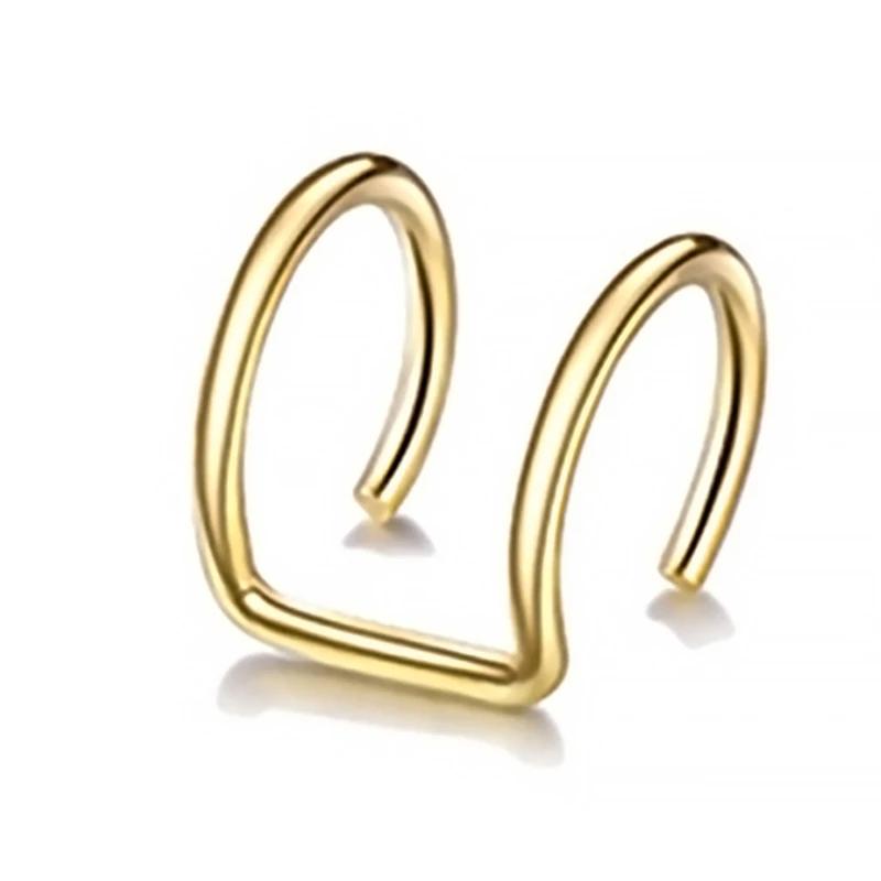1 шт. Женские кольца для губ Медицинская титановая сталь Кольцо для носа-обманка Пирсинг септума Зажимное кольцо для рта Обманка Пирсинг Зажим для тела Кольцо-обруч золотой