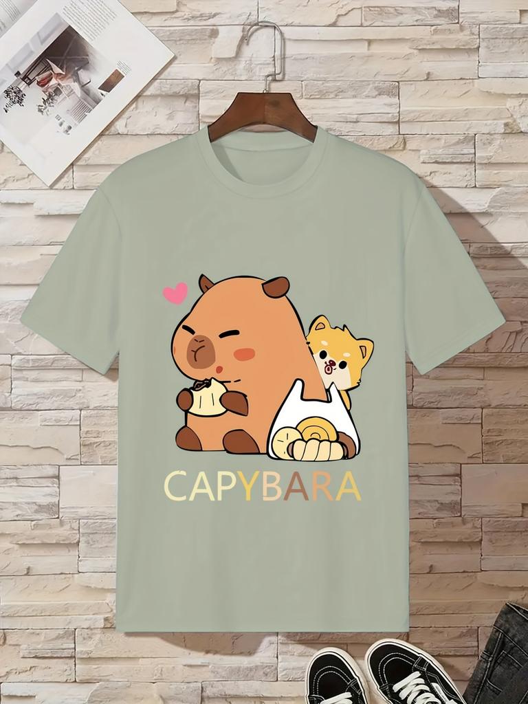 Children's Clothing Capybara Graphic T Shirts Short Sleeve Tops Tee Summer Kids Clothes Crew Neck T-Shirts Fashion Child T-Shirt
