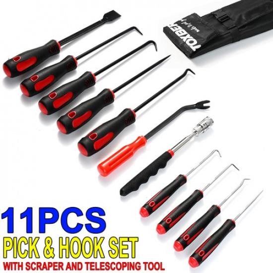 11pcs Hook And Pick Set Car Oring Oil Seal Remover Tool Mechanic Telescoping.