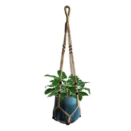 35 Inch Hanging Flower Pot Net Bag Hand Woven Planter Hanger Nordic Style Hemp Rope Wall Hanging Basket for Flower Pot Horticultural Green Plant хаки