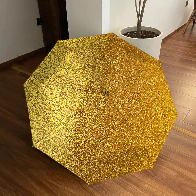 1 ks Zlatý třpytivý vzor Design deštníku Automatické otevírání a zavírání Deštník, Vysoce kvalitní Cestovní deštník, Lehký a přenosný, -22