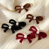 Retro Flocked Pearl Bow Christmas Hair Clips for Woman Girls Sweet HairPins Child Cute Bow Barrettes Fashion Hair Accessories