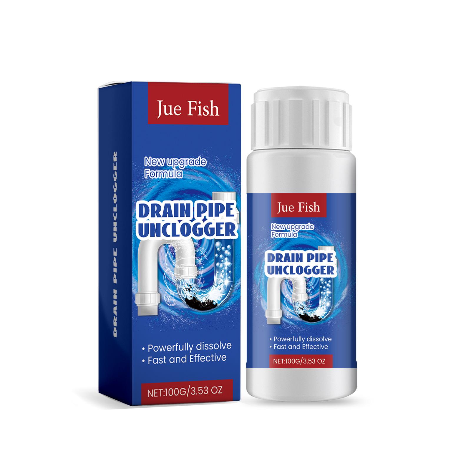 JUE FISH Drain Cleaner for Bathroom & Kitchen Pipes - Unclogs & Cleans Effortlessly