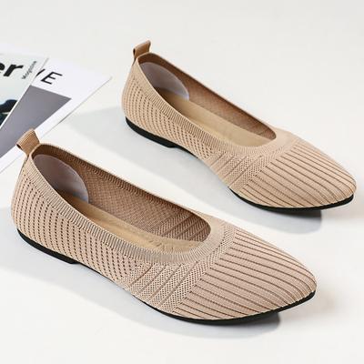 Mom Shoes Spring Casual Pointy Flat ρετρό μονό παπούτσια Flying ύφασμα αναπνεύσιμα γυναικεία παπούτσια