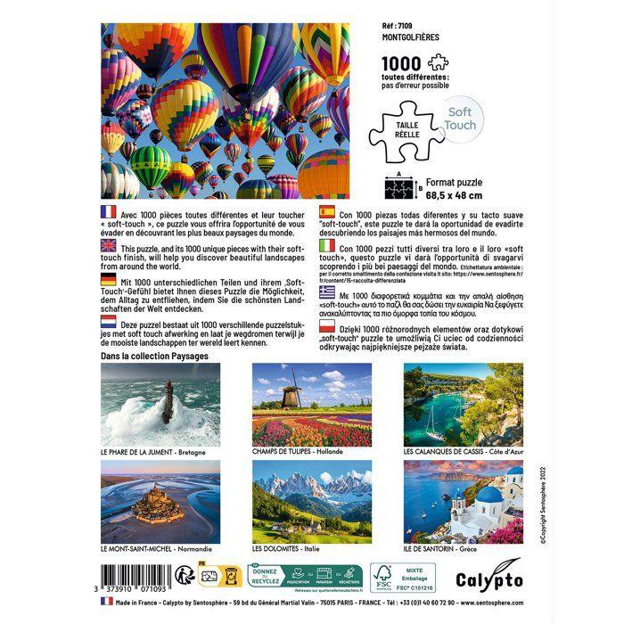 Puzzle - SENTOSPHERE - Calypto - 1000 pièces - Montgolfières - Toucher soyeux - Dès 9 ans