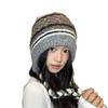 Color Matching Knitted Braided Ear Protection Warm Lei Feng Hat Women's Winter New Big Head Circumference Wool Hat Tide