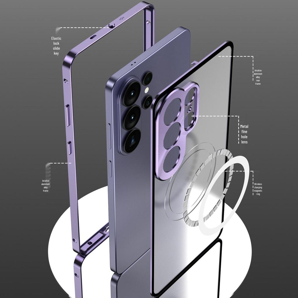 Samsung S26 Ultra Magnetic Buckle Phone Case, S25 Plus Metal Lens, S24 Drop Protection