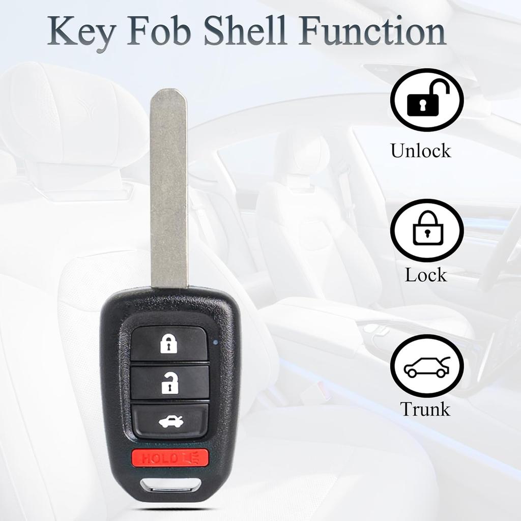 Key Fob Shell Case Replacement Fits for Honda Accord Civic CRV HRV 2013- Keyless Entry Remote Control 4 Button Pad Cover MLBHLIK6-1TA MLBHLIK6-1T