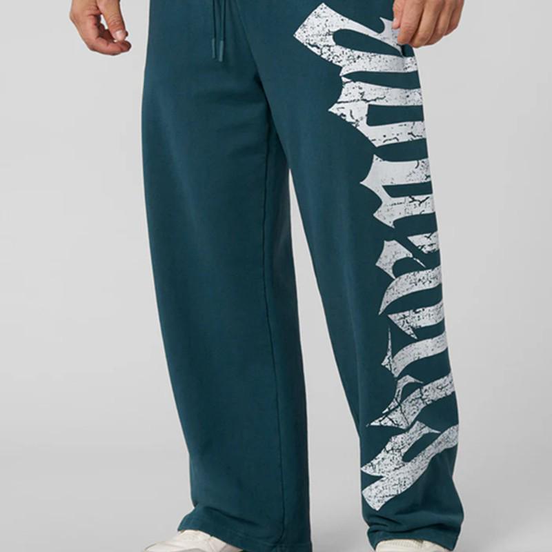 Herre Joggebukser med brede ben og stor skrift: Trendy fritids-, trenings- og joggebukser