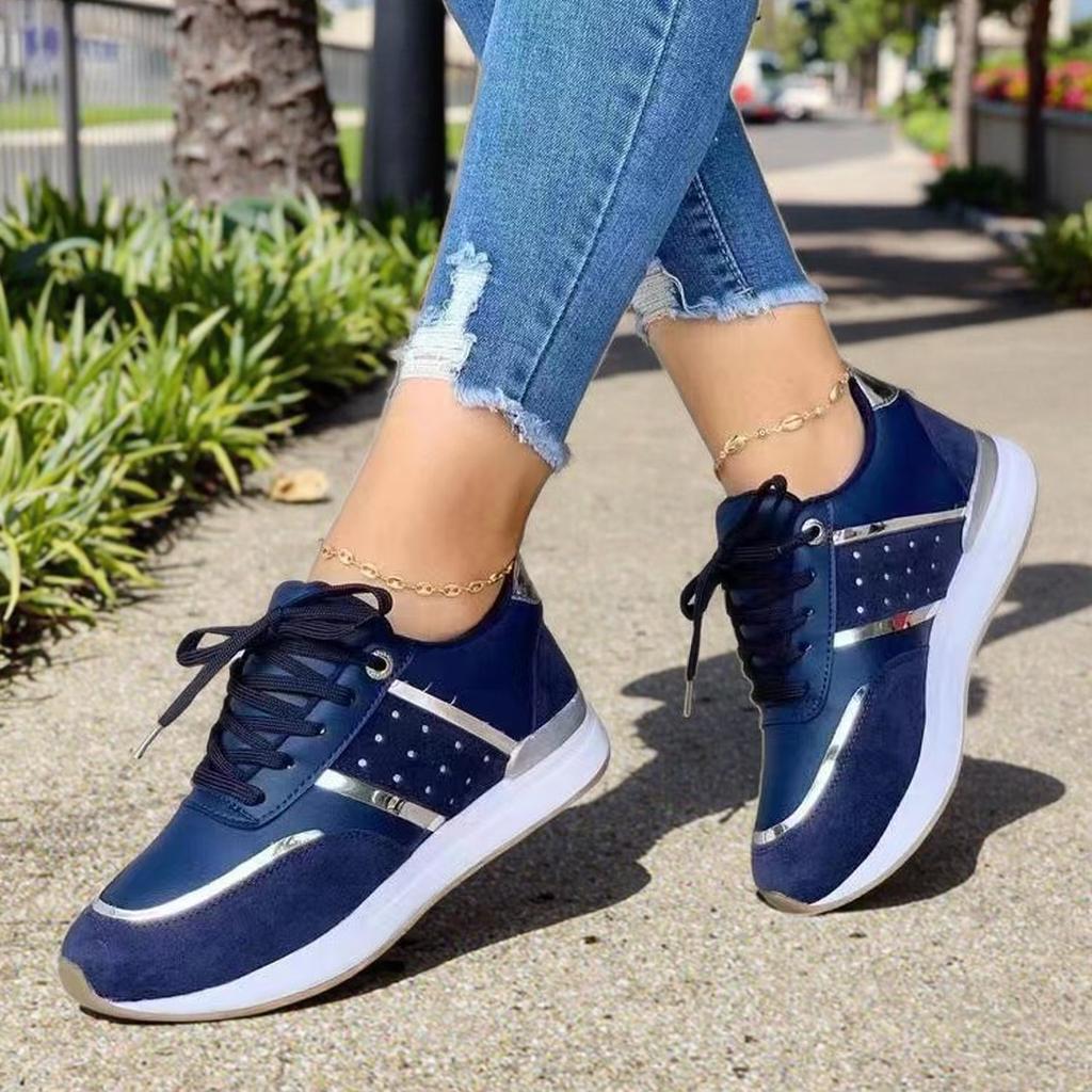 European and American large-size breathable and durable artificial upper summer thick-soled lace-up sports and leisure women's shoes