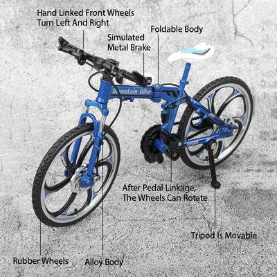 1:Modèle de vélo pliant tout-terrain à l'échelle 8 avec suspension, jouet en alliage moulé sous pression, direction à tringlerie, pneus en caoutchouc, modèles de voitures de course, cadeaux