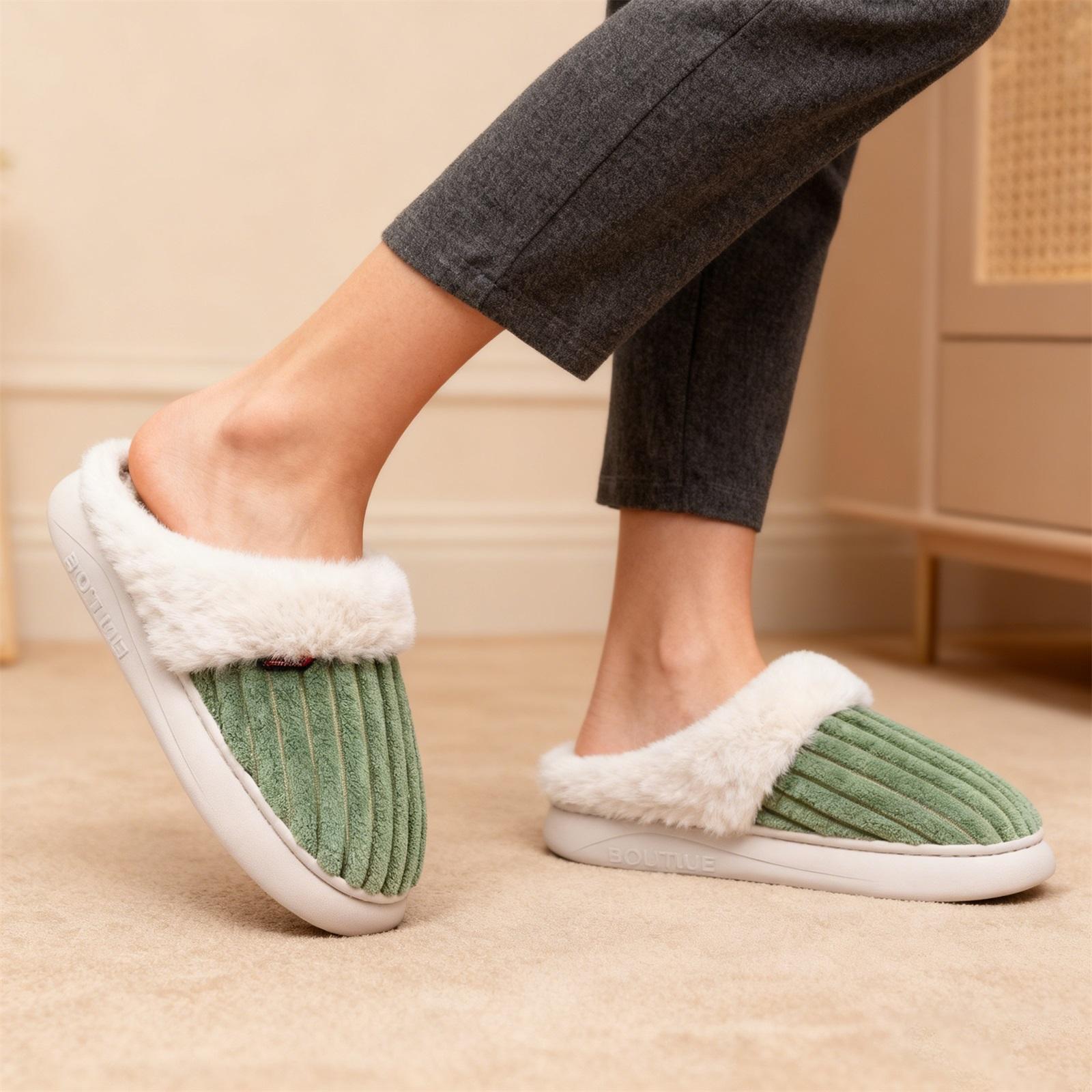 Women s Fashionable Warmth Thick-Soled Indoor Closed-Toe Slippers 36