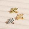 New Fashion Exquisite Green Zircon Wheat Ear Leaf Rings Elegant Women's Open Party Rings Fashion Wedding Jewelry Gift