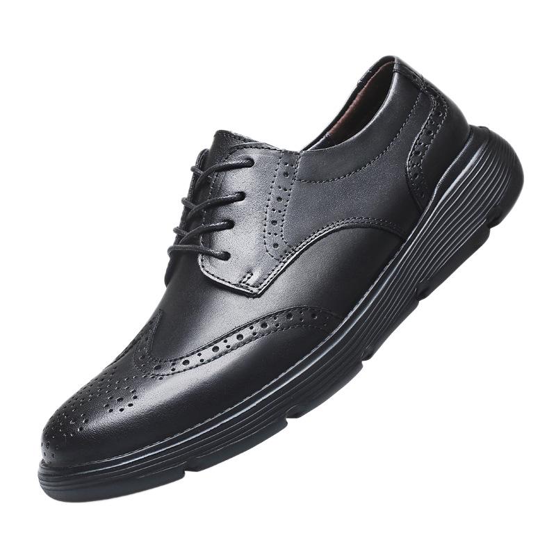 Men's British Style Genuine Leather Lace-up Shoes, Non-Slip & Breathable, Soft Sole, Large Sizes 45-50.