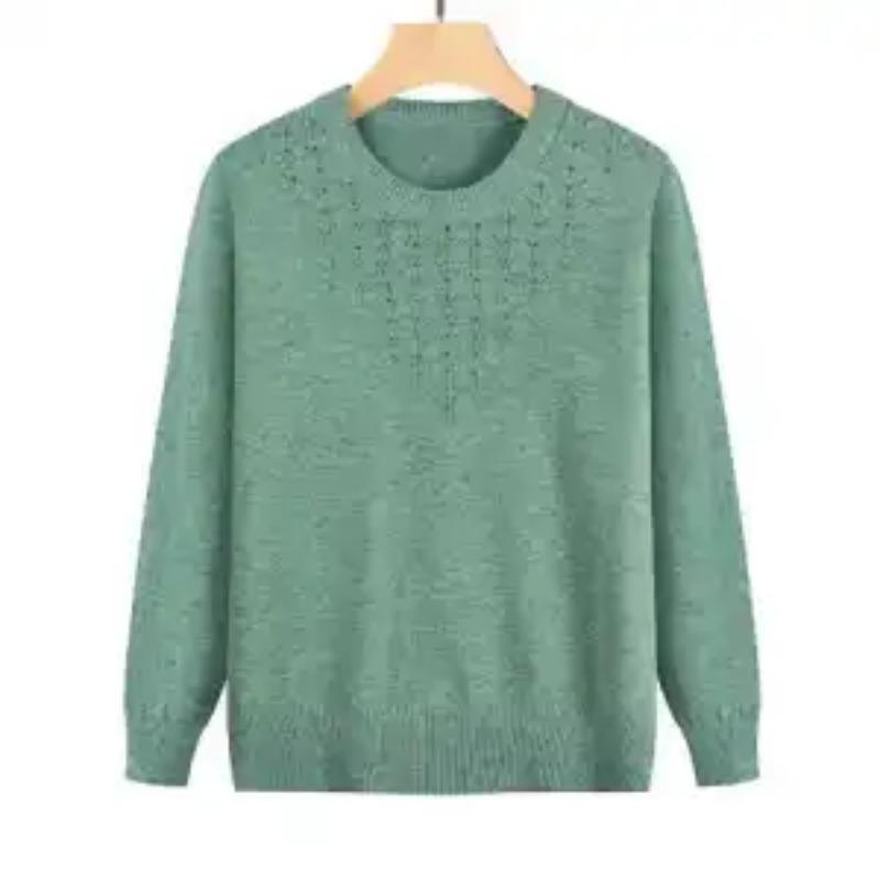 New Autumn Style Middle-aged Mother Wears Bottoming Pullover Elderly Grandma Sweater Top
