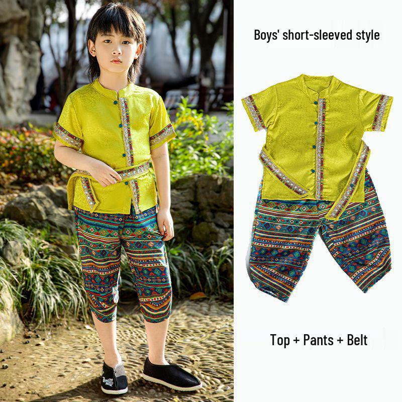 Dai Ethnic Children s Costumes for Yunnan Water Splashing Festival 100