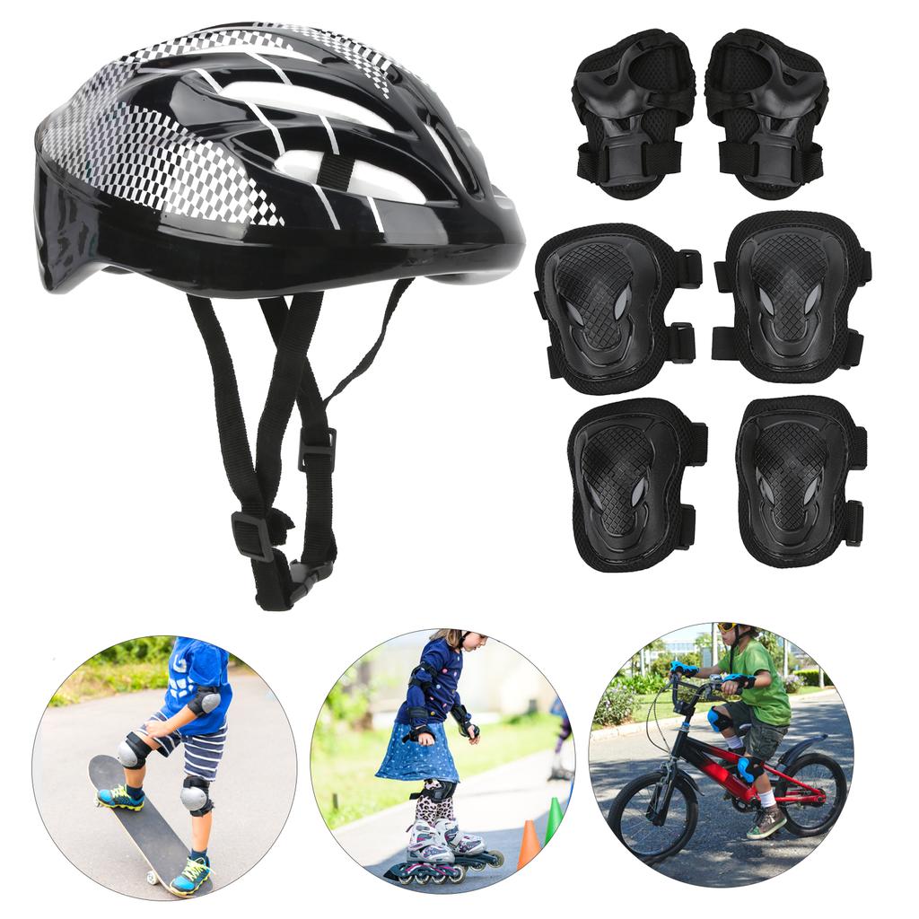 Set de echipament de protecție pentru patinaj cu rotile pentru adulți, 7 bucăți, genunchiere, coate, pentru căști