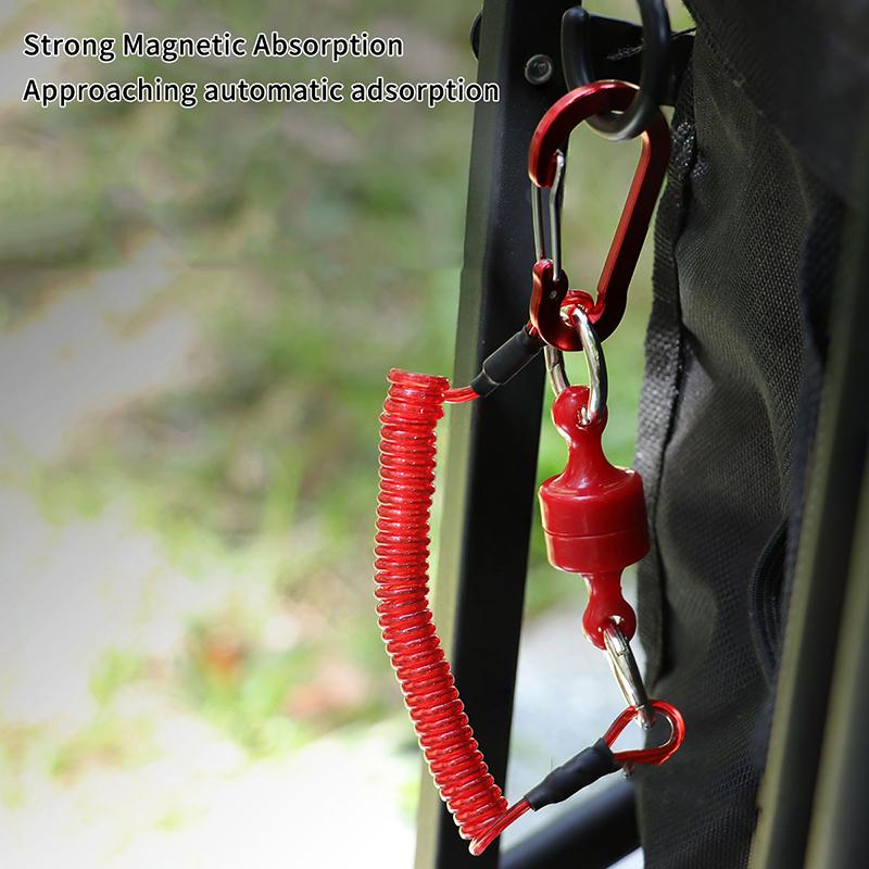 Magnetischer Netzfreigabehalter Mit Spiralkordel Fliegenfischerwerkzeuge Starker Magnet Karabiner Schnelles Schloss Anti-Drop Seil Zubehör