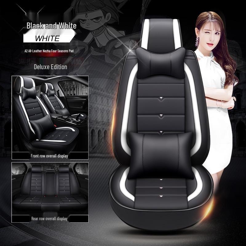 A2 Cartoon Full Leather Car Seat Cushion - New Devil Design