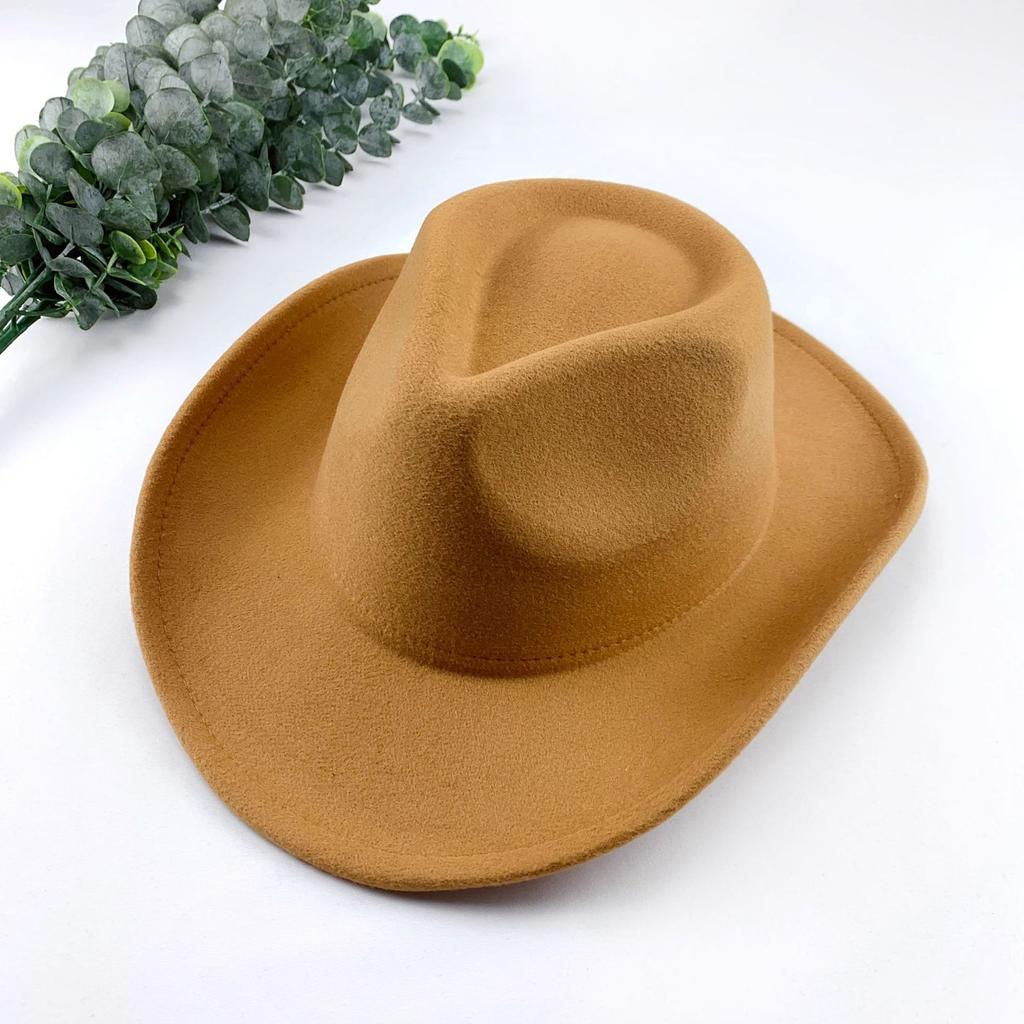 Autumn and Winter Hats Men's and Women's Warm Woolen Jazz Big-brimmed Top Hat Retro Light Board Felt Hat