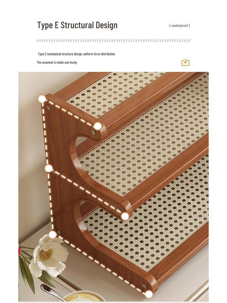 Solid Wood Multi-layer Teacup Display & Storage Rack for Desktop or Countertop