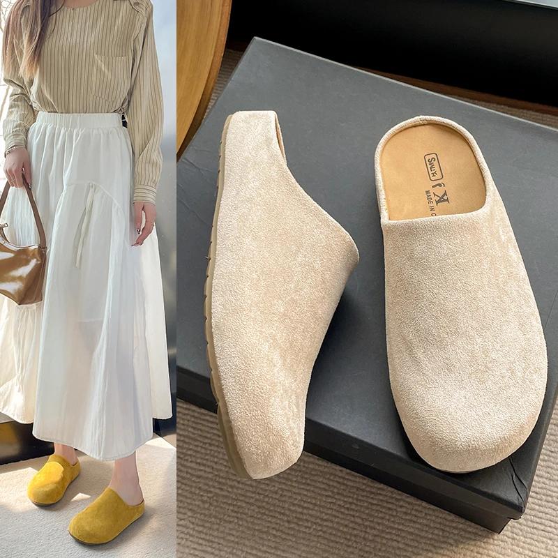 Fashion 2025 Suede Clogs for Women Mules Cork Footbed Women Shoes with Arch Support Fashion Nonslip Outdoor Beach Slippers Home Shoes