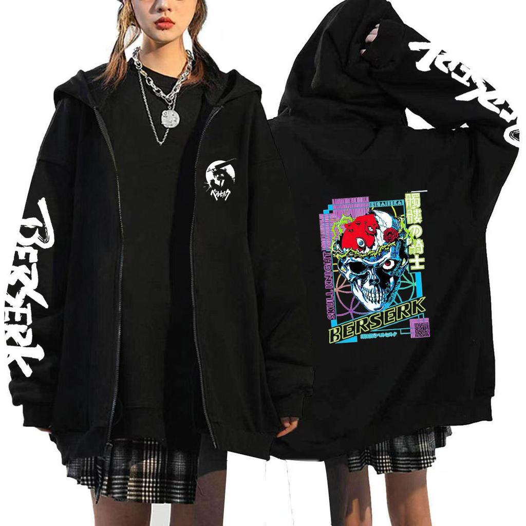 Berserk Japonské Anime Mikiny s Kapucí na Zip Dámské Pánské Mikina Harajuku Kreslené Bundy Unisex Kabáty Topy Hip Hop Mikina Streetwear