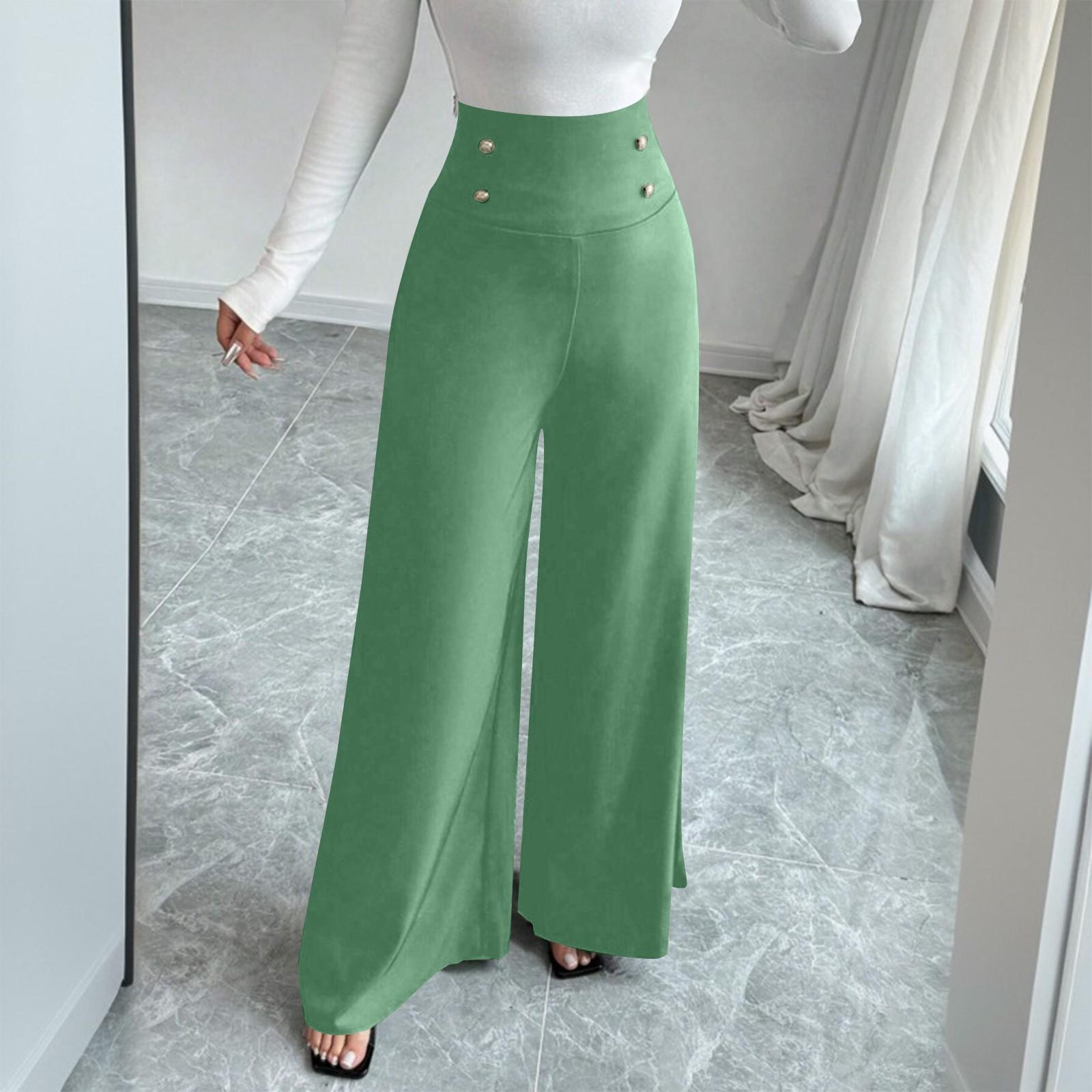 

Женские двубортные брюки с высокой талией, широкие, однотонные, утягивающие, прямые брюки с драпировкой XXL светло-зеленый