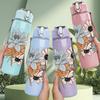 1PC Mixed Tone Daisy Floral Bouquet Print 750ml Color Plastic Sports Water Bottle Leakproof Flip Straw Lid Suitable for Sports Office Home Use