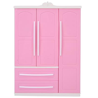 Armadio per Casa delle Bambole a 3 Ante Mobili per Bambole Accessori per Bambole Giocattoli per Bambine Regalo