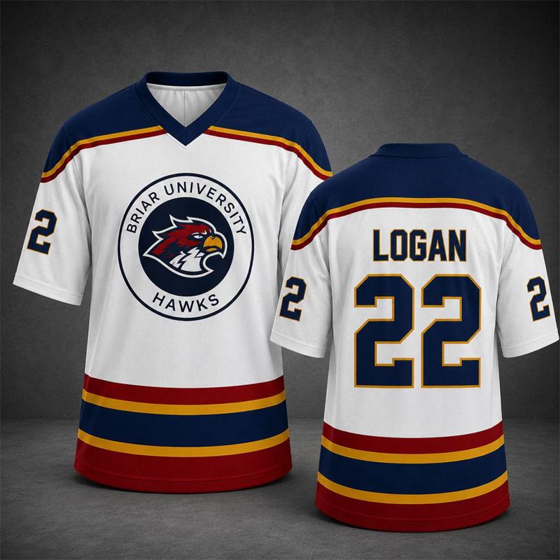 Off Campus Briar University Jersey Graham 44 22 DI LAURENTIS 66 Tucker46 T-shirt V-neck Short Sleeve Men Women Hockey Jersey Top