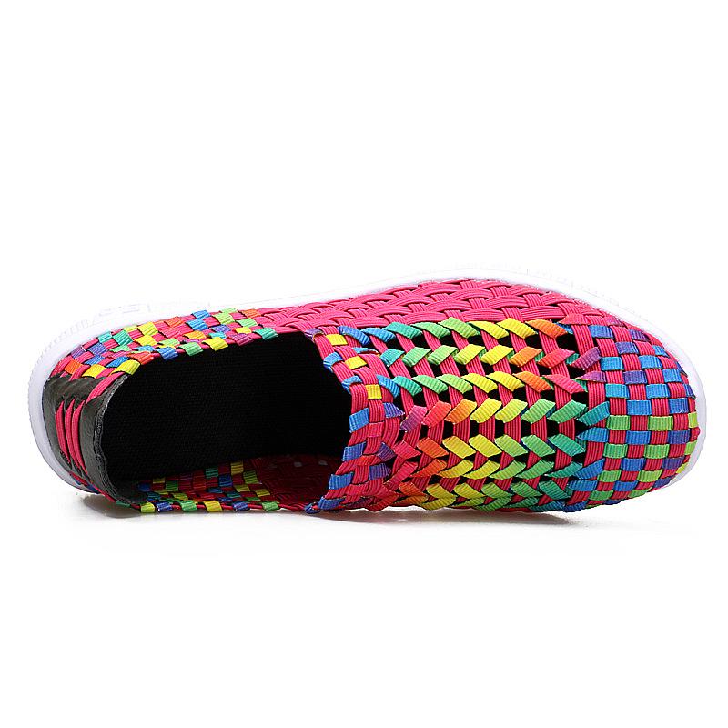 Hand-Woven Women's Breathable Elastic Band Sports Shoes, Hollow Design, Large Size 42, Casual and Comfortable.