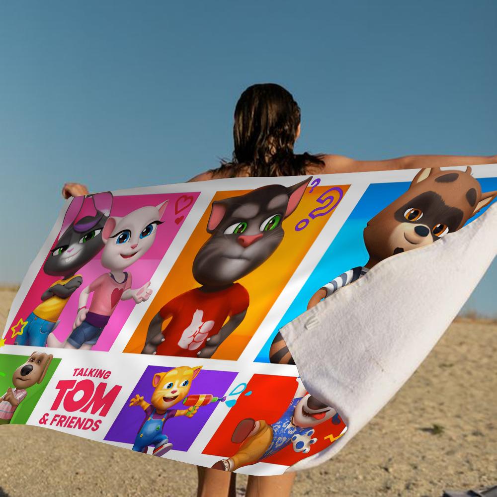 Ka Chen Muxi Girls White T-Talking T-Tom And F-Friends Beach Towel Colorful Bath Towels For Microfiber Quick Dry Sand Free Beach Yoga Spa
