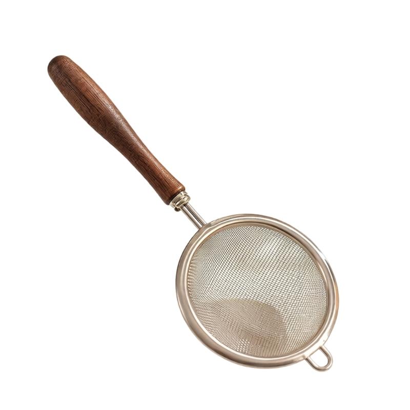 Holzgriff 304 Edelstahl Kleines Sieb Perfekt zum Filtern von Milch Säften Und Tee Mit Feinem Netz