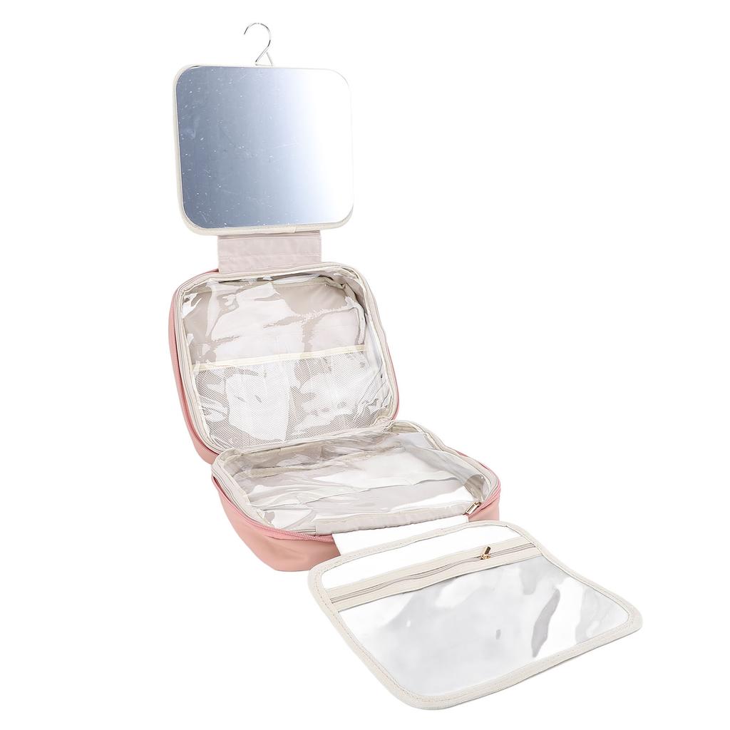 Hanging Hook Travel Toiletry Bag Travel Makeup Organizer with Mirror Portable Travel Makeup Train Case for Travel