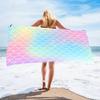 Pastel Rainbow Beach Towel Microfiber Oversized Quick Drying Bath Towels Large Sand Free Mermaid Scale Swimming Blanket Mat