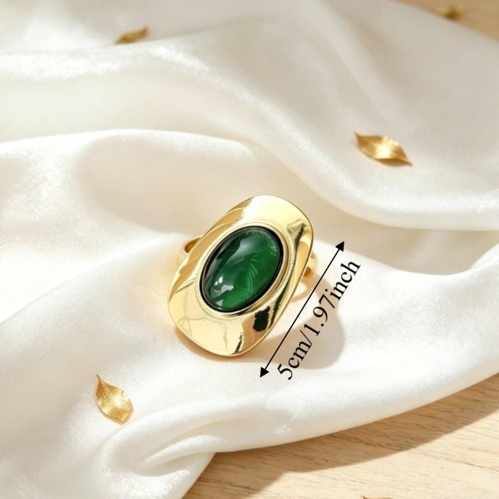 Resin Stones Exaggerated Ring Metal Material Colored Resin Stones Ring Women Jewelry