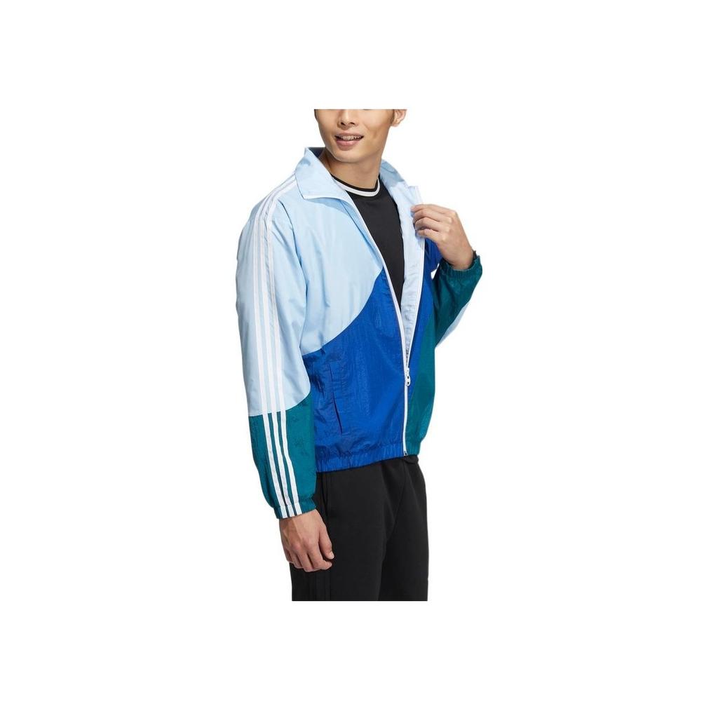 Adidas Neo Small Logo Color Block Striped Print Zip Jacket Men Jacket Blue HC9661