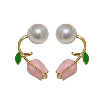 Tulpenperlenohrringe für Frauen Blumen Ohrstecker Party Schmuck Geschenke