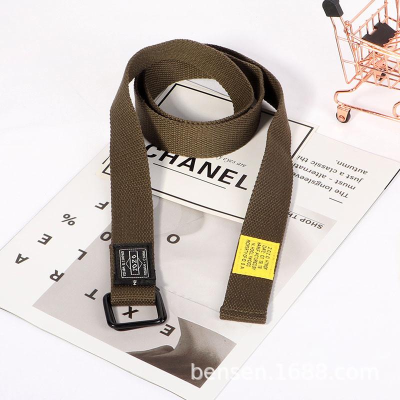 Unisex Cargo Belt Pants Canvas Waistband Extended Length Pants Strap Students