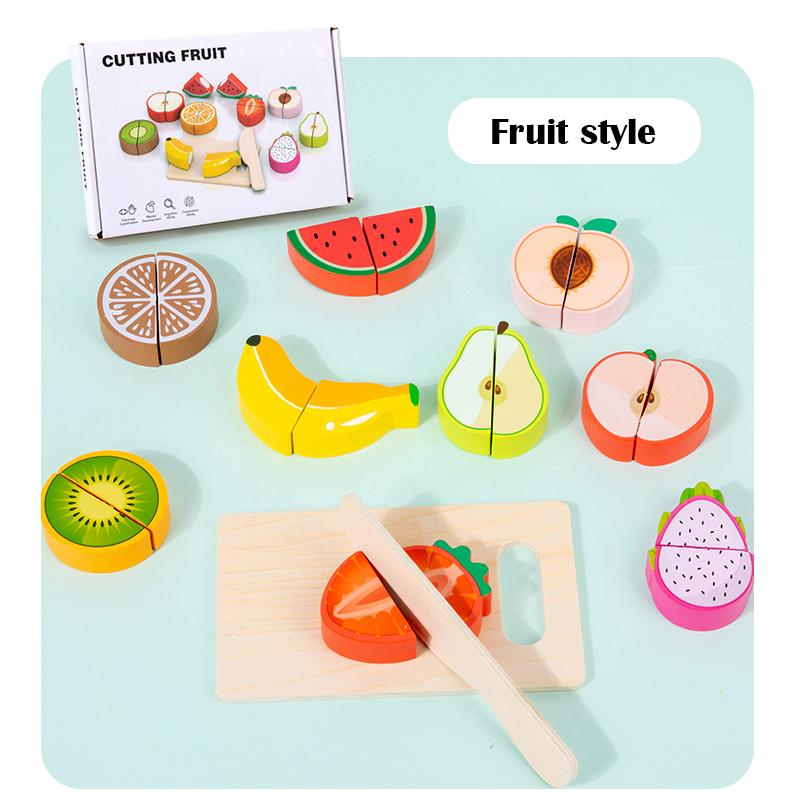 Wooden Kitchen Pretend Toy Simulation Cutting Fruit Food Game Velcro Play Kitchen Accessories Montessori Educational Toy For Kid