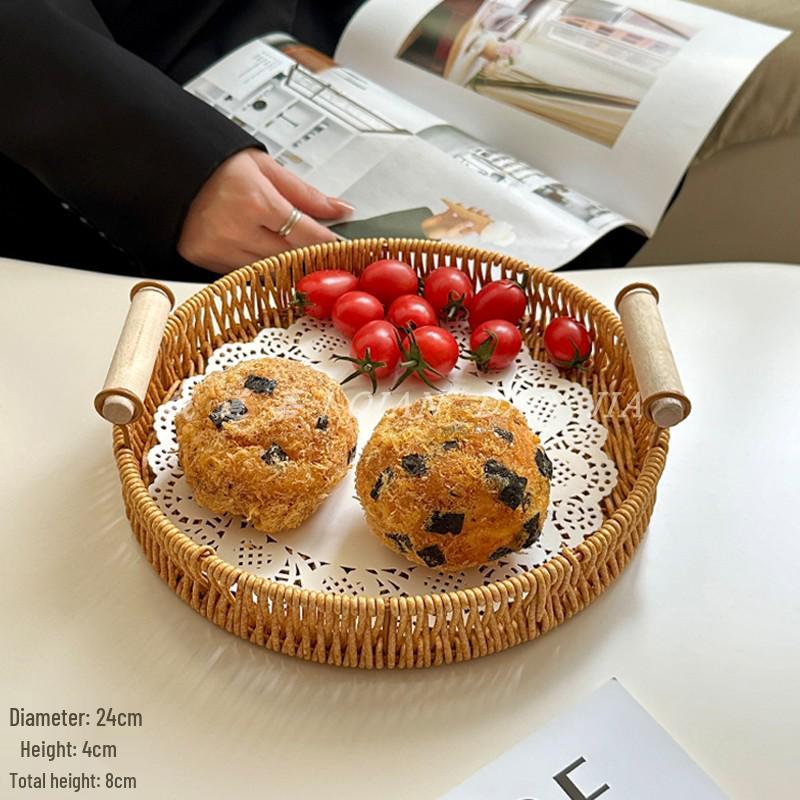 Handgeflochtenes Rattan-Tablett: Brot- und Obstkorb für Snacks und Nachmittagstee