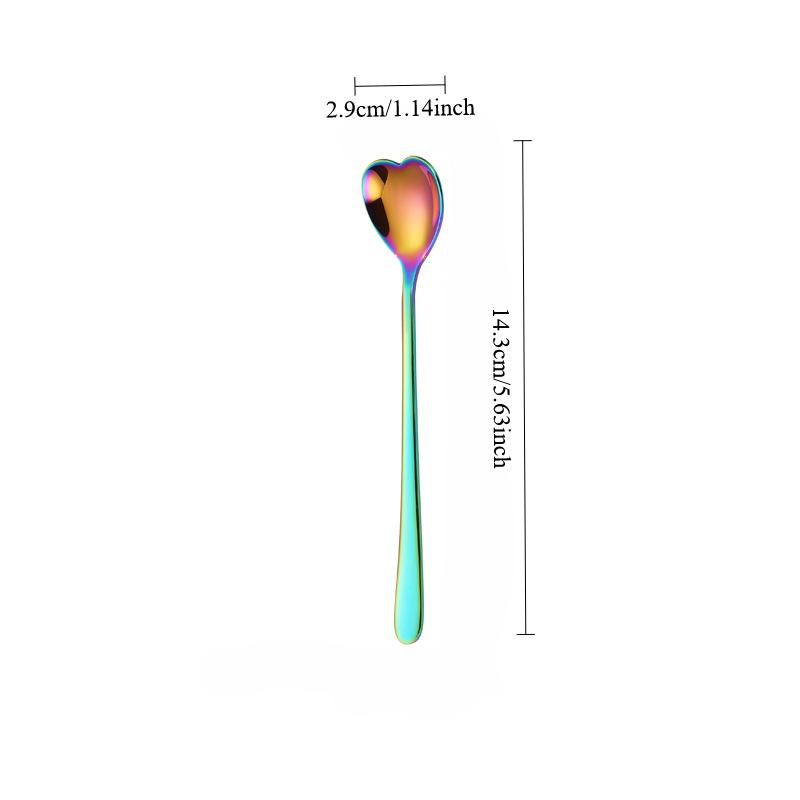 304 stainless steel ice spoon, extended heart-shaped stirrer, Korean style long handled,household coffee and dessert spoon