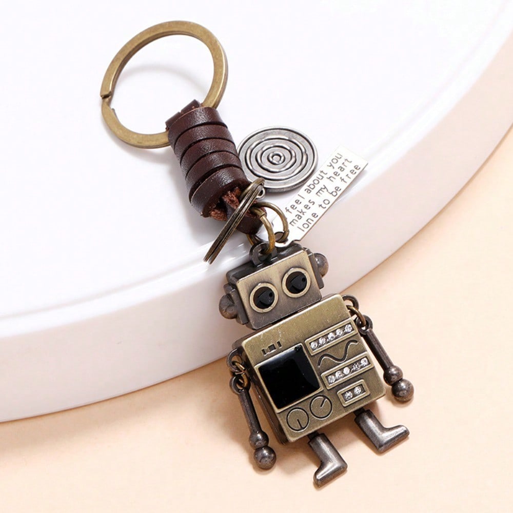 Simple and Personalized Retro Woven Hands and Feet Movable Robot Keychain Creative Girl Bag Pendant