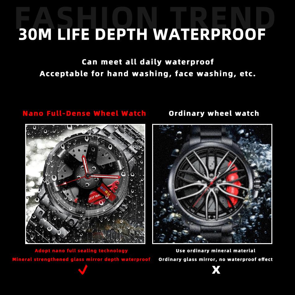 Casual Men's Watch Stainless Steel Watch Fashion Business Men's Watch Sports Watch Personality Watch Quartz Watch Car Hub Watch