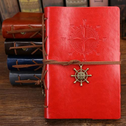 Retro Spiral Notebook Diary Notepad Vintage Pirate Anchors Pu Leather Note Book Replaceable Stationery Gift Traveler Journal Quality